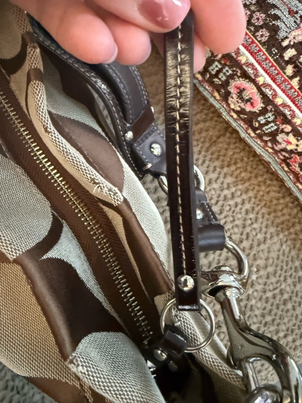 Coach Brown/Tan Signature Canvas Shoulder Bag - Picture 8 of 9